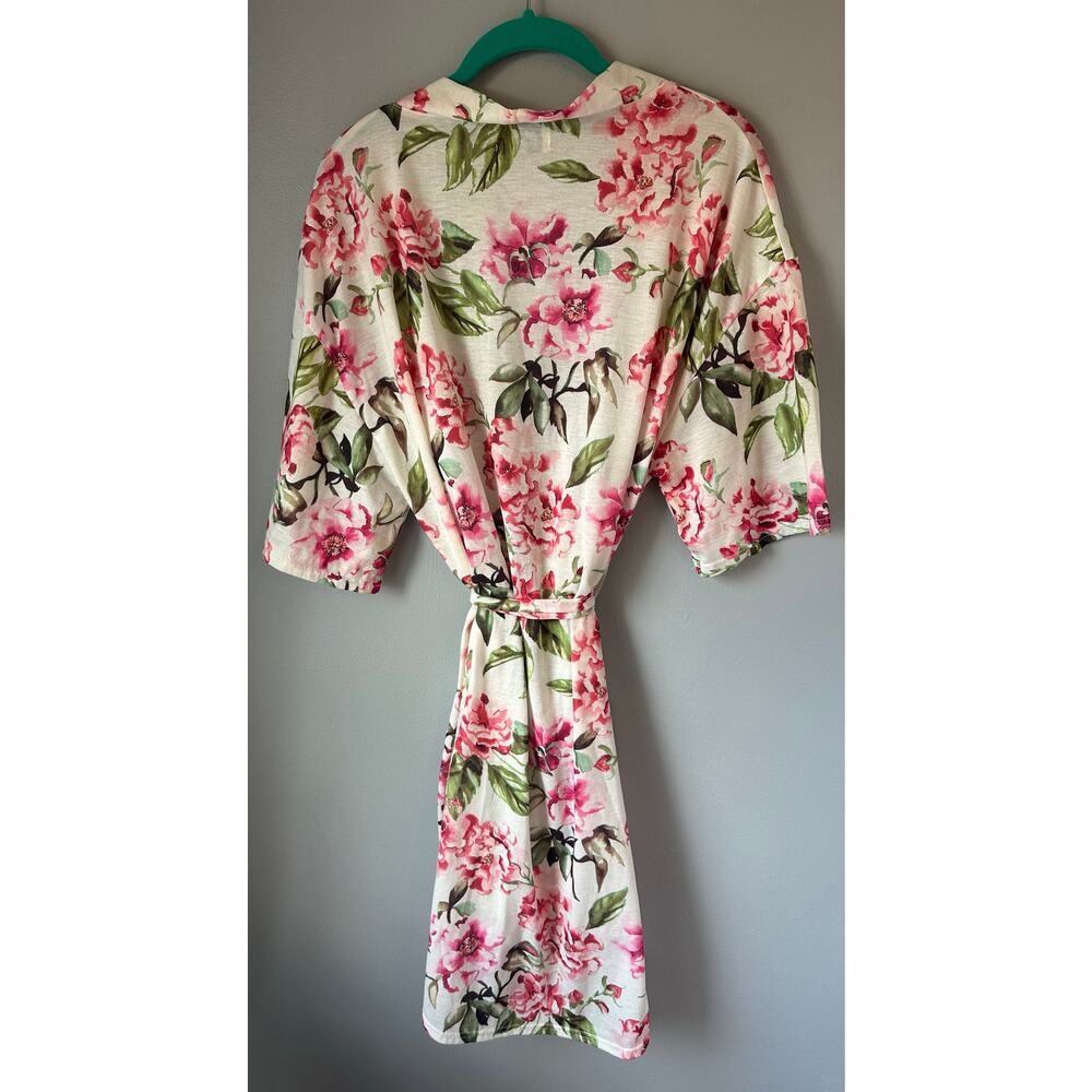 Show Me Your Mumu Brie Robe Garden Of Blooms Pink Floral Rose Robe One Size - Picture 5 of 6